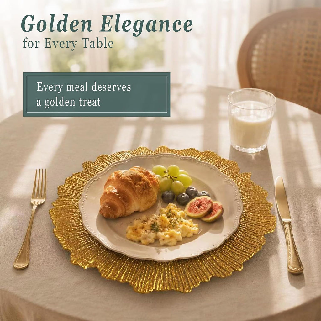 Gold Charger Plates bulk 100, 13" Gold Chargers for Dinner plates - Set of 15