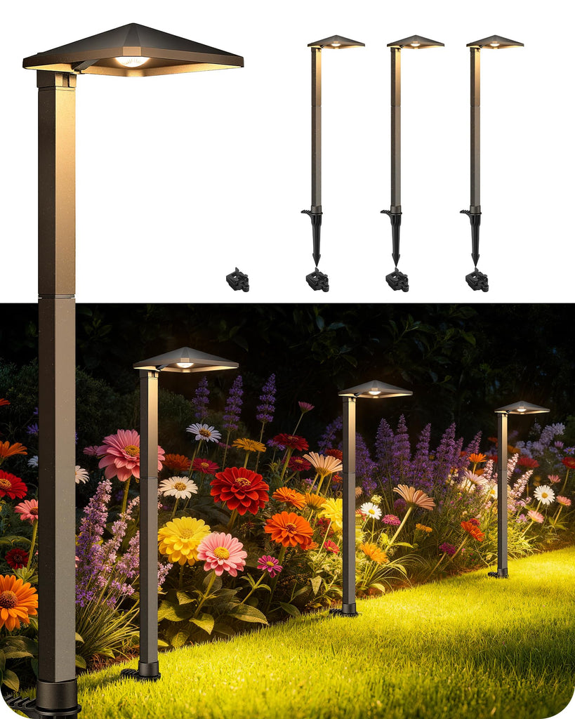 Low Voltage Pathway Lights, LED Landscape Lighting, 4 Pack