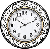 SwallowLiving 24 Inch Vintage Iron Metal Frame Wall Clock Silent, Battery Operated, Elegant Retro Decor