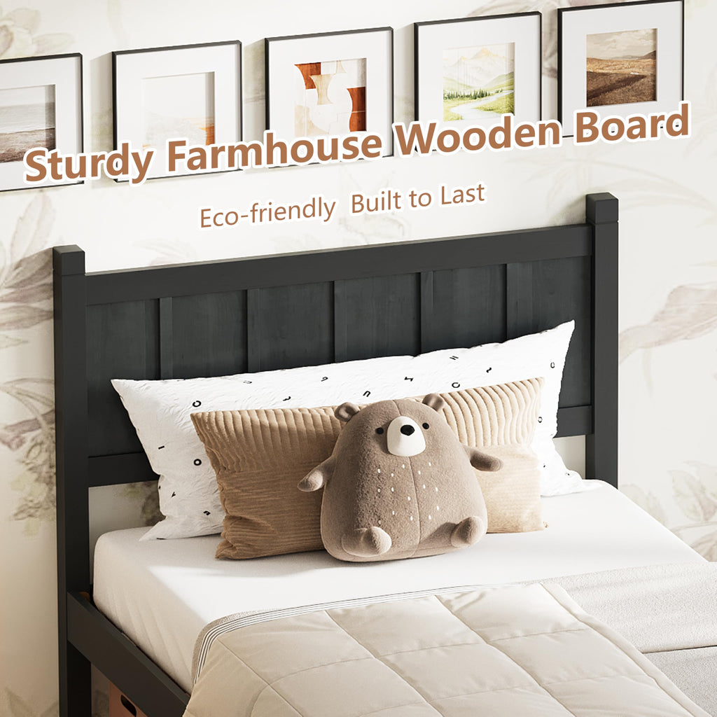 Bed Frame with Panel Headboard & Footboard, Farmhouse Style