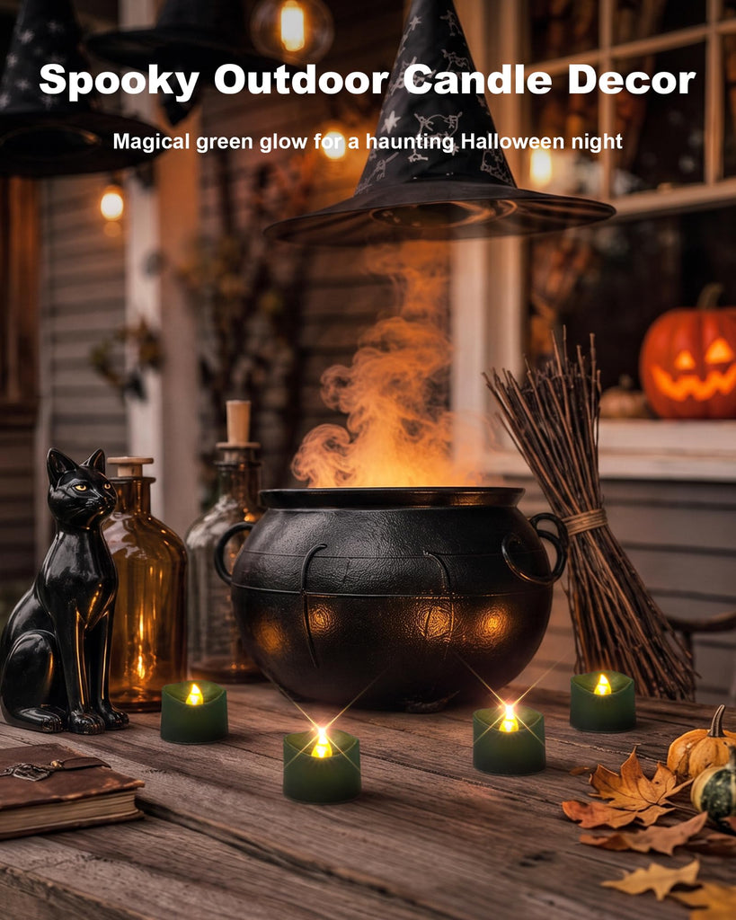 50-Pack Green Flameless Battery Tea Light Candles, 200+ Hours