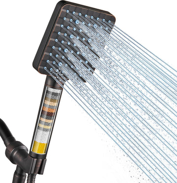 Filtered Shower Head with Handheld, High Pressure 6 Spray Mode Showerhead with Filters, Water Softener Filters for
