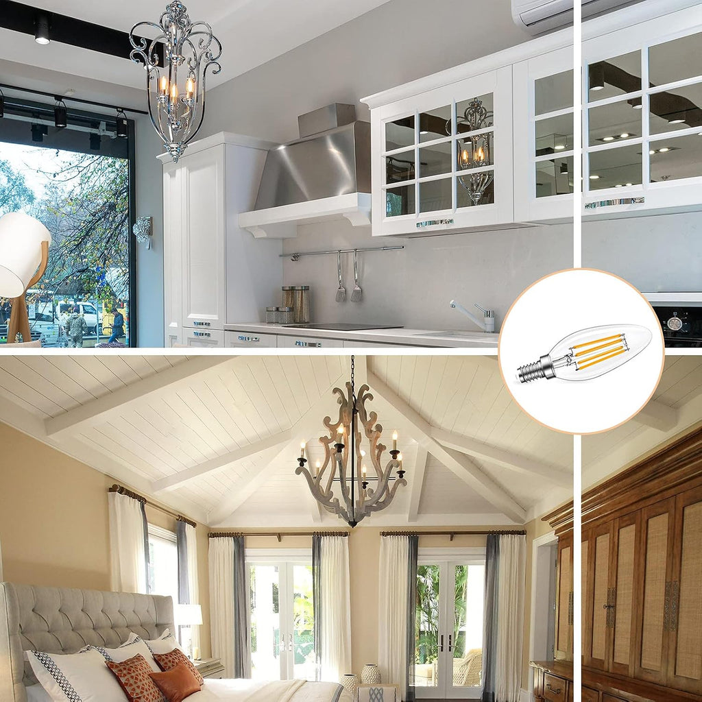 B11 E12 LED Bulbs, Dimmable 4W, 3000K Soft White, 40W Equivalent