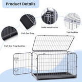 Collapsible Dog Crate for Medium Dogs - 36 inch Escape Proof Metal Dog Kennel with Double Door
