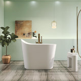 43" Premium Japanese Solid Surface Free Standing Bathtubs, Unique Small Matte White Stone Resin Soaking Tub with
