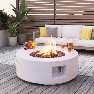 30" Outdoor Propane Fire Pit Table Round Gas Fire Pit Table, No Tank Holder