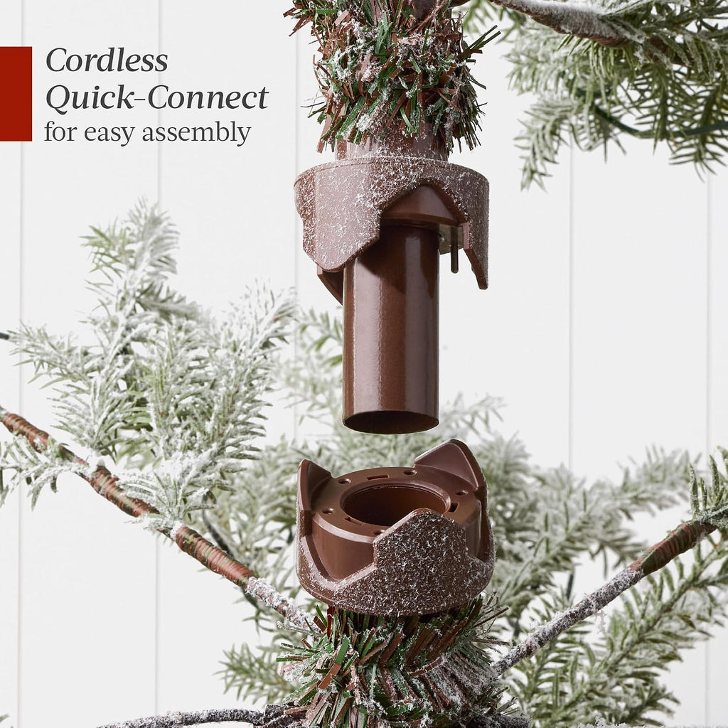 Pre-Lit Sparse Christmas Tree Artificial Flocked Pine Holiday Décor Aspen Noble Fir White & Multicolor LED