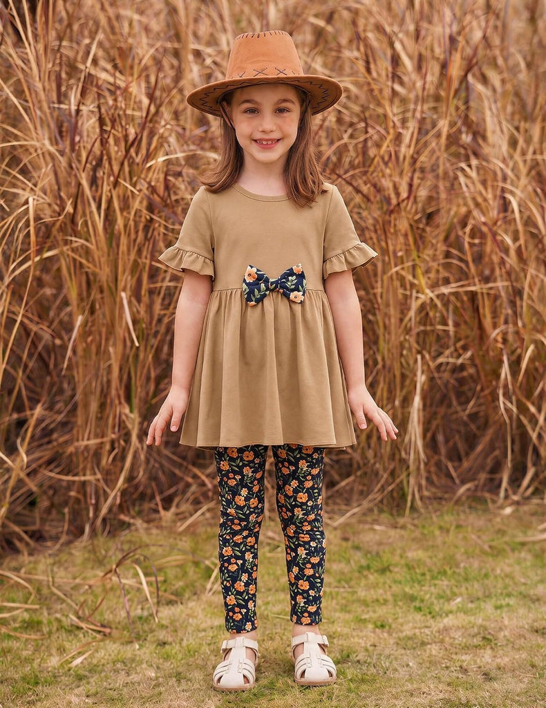 Girls Clothes 2 Piece Outfit Toddler Cute Ruffled Top Leggings Set