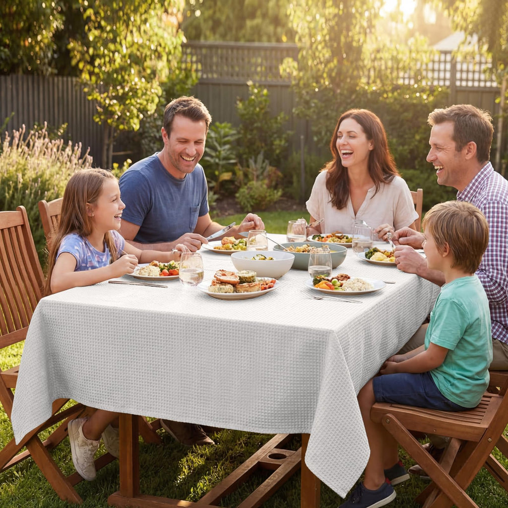 Rectangle Tablecloth Waffle Textured Waterproof Table Cloth Stain Resistant Wrinkle Free Washable Decorative Table