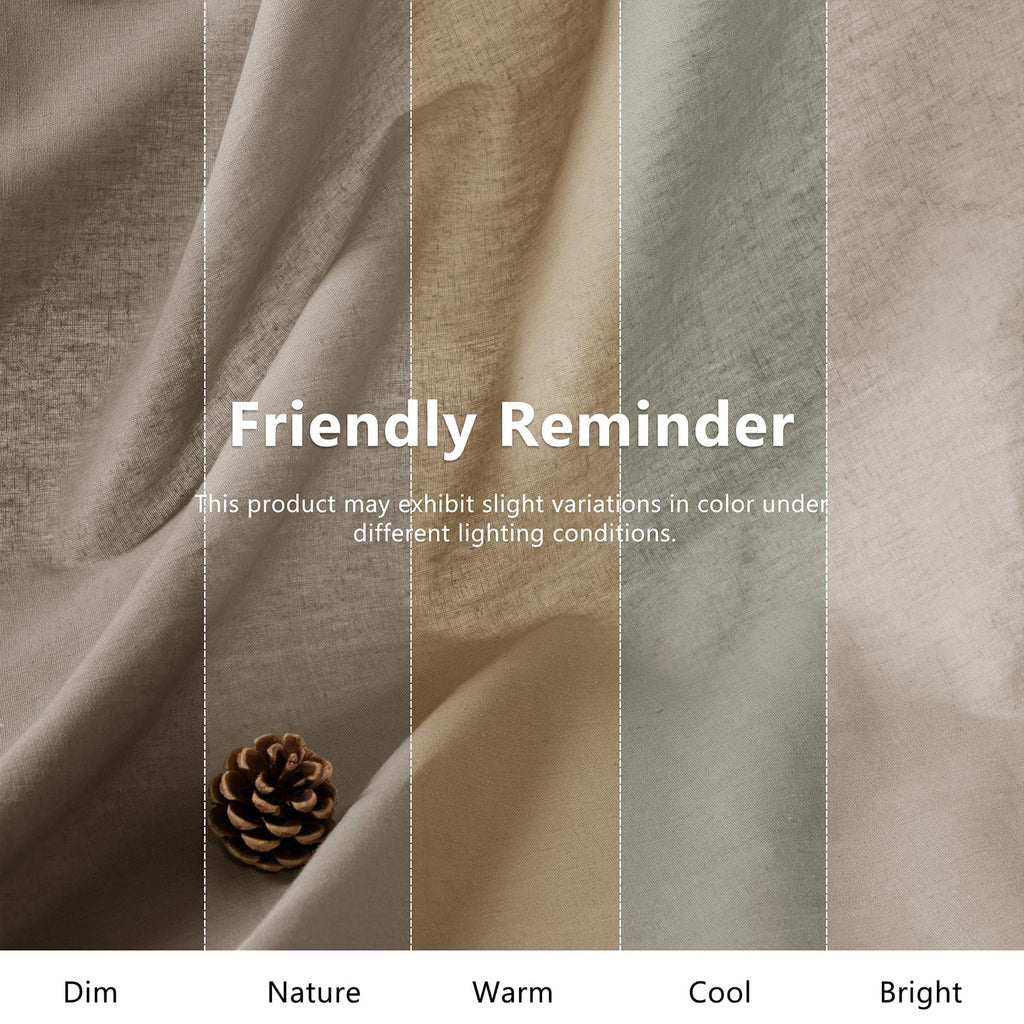Natural Linen Cotton Fabric Half Yard 61" Wide, Linen Cotton Blend