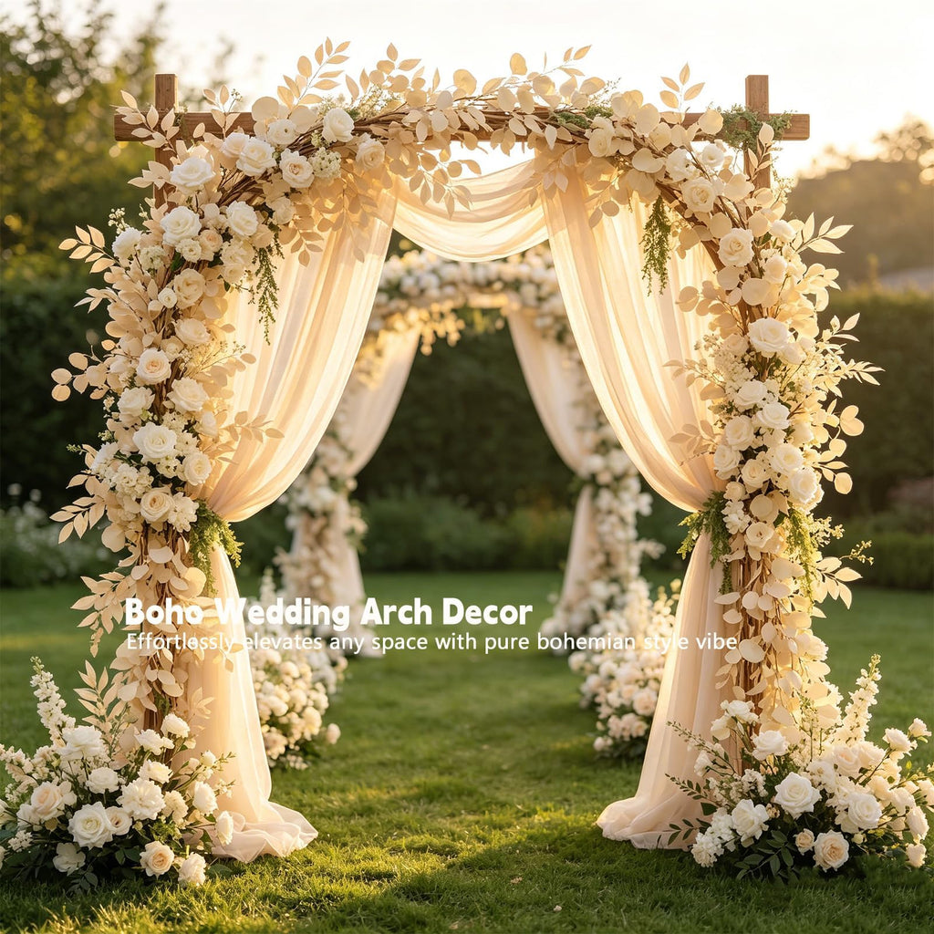 2Pack 6.5Ft Boho Artificial Eucalyptus Garland with Willow Leaves