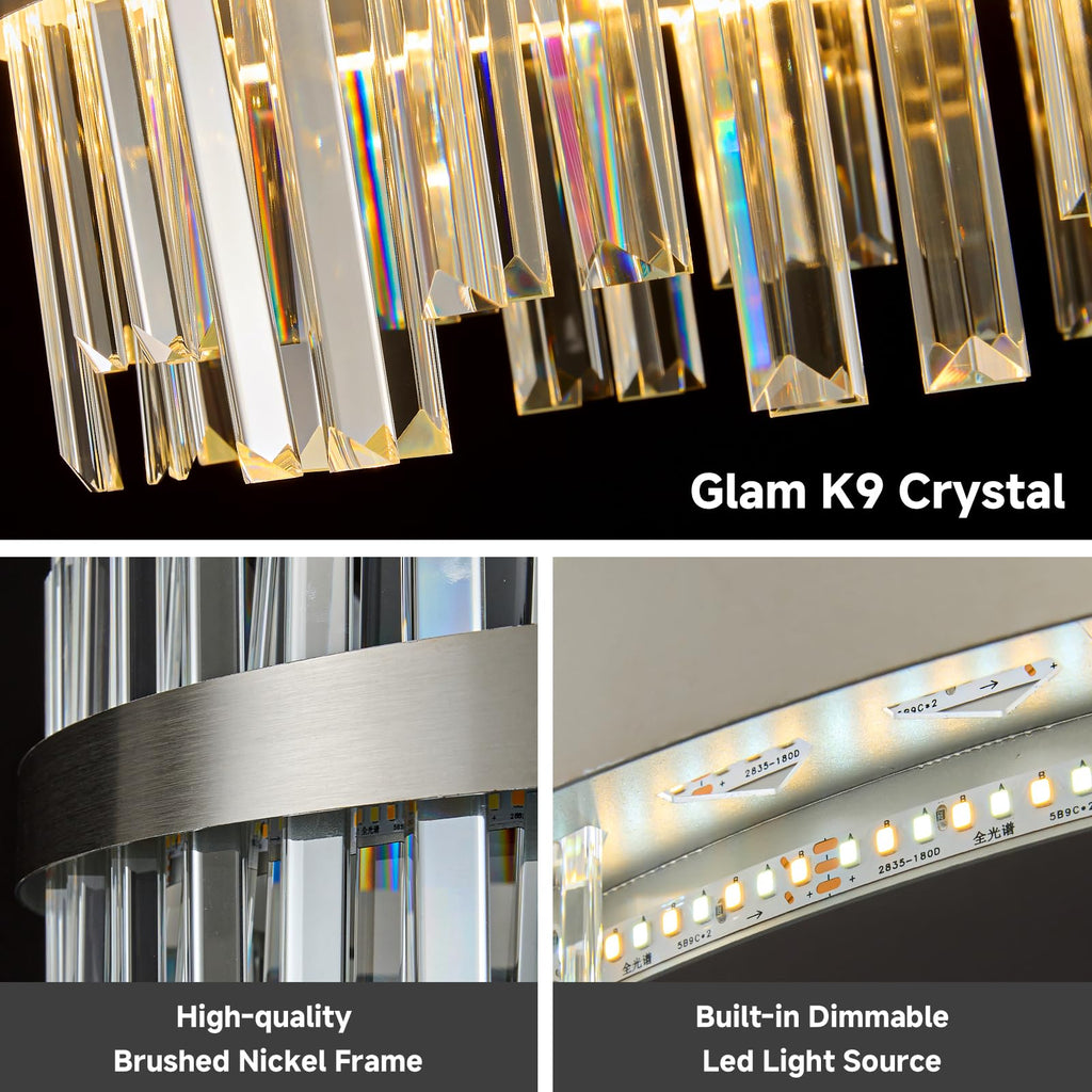 Nickel Led Modern Crystal Chandelier,Rectangle Chandeliers