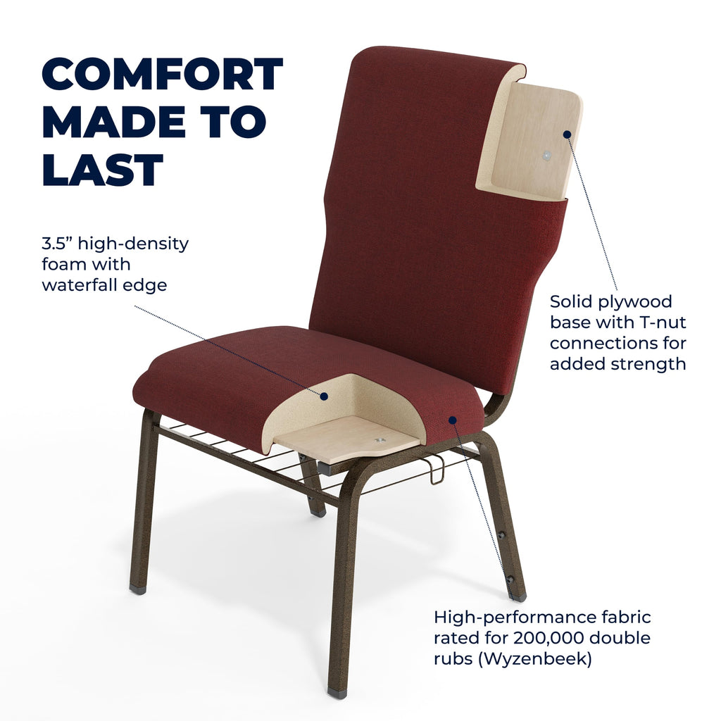 Advantage Maroon Discount Church Chair - 21 in. Wide
