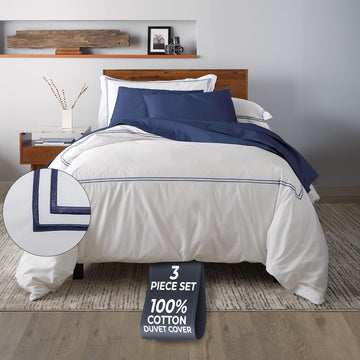 Duvet Cover Set, 100% Cotton Percale, Soft, Breathable & Lightweight