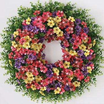 26" Artificial Eucalyptus Silk Flower Wreath for Front Door(Mixed Color)