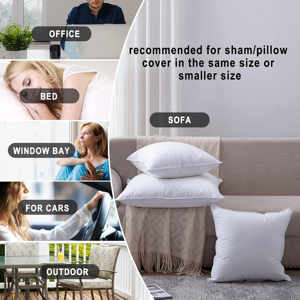 12x20 Pillow Inserts ()- 100% Cotton Covering Down Alternative Throw Pillows White for Couch Bed Sofa - Set of 2