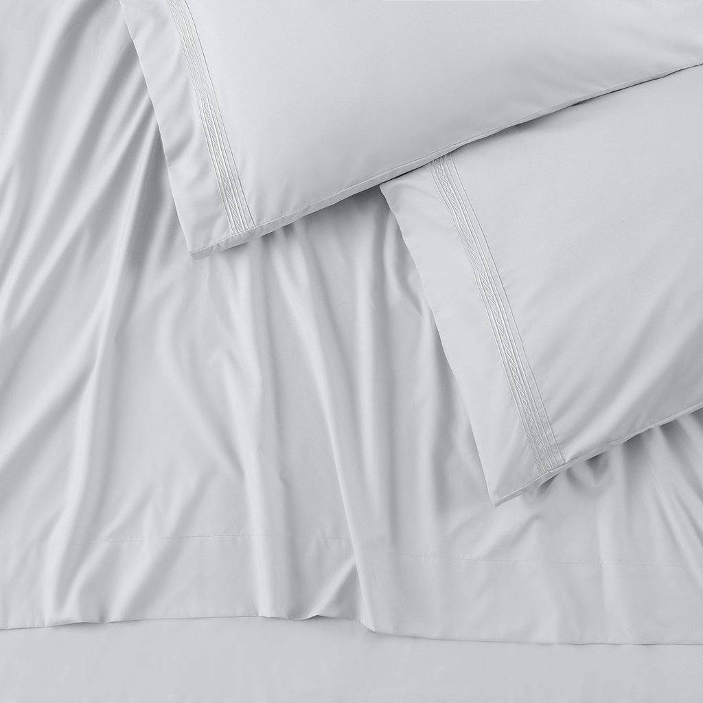 Premium Soft Gray King Bed Sheets Set 4-Piece - Percale Microfiber - Fitted Sheet Flat Sheet and Pillow Cases - Deep