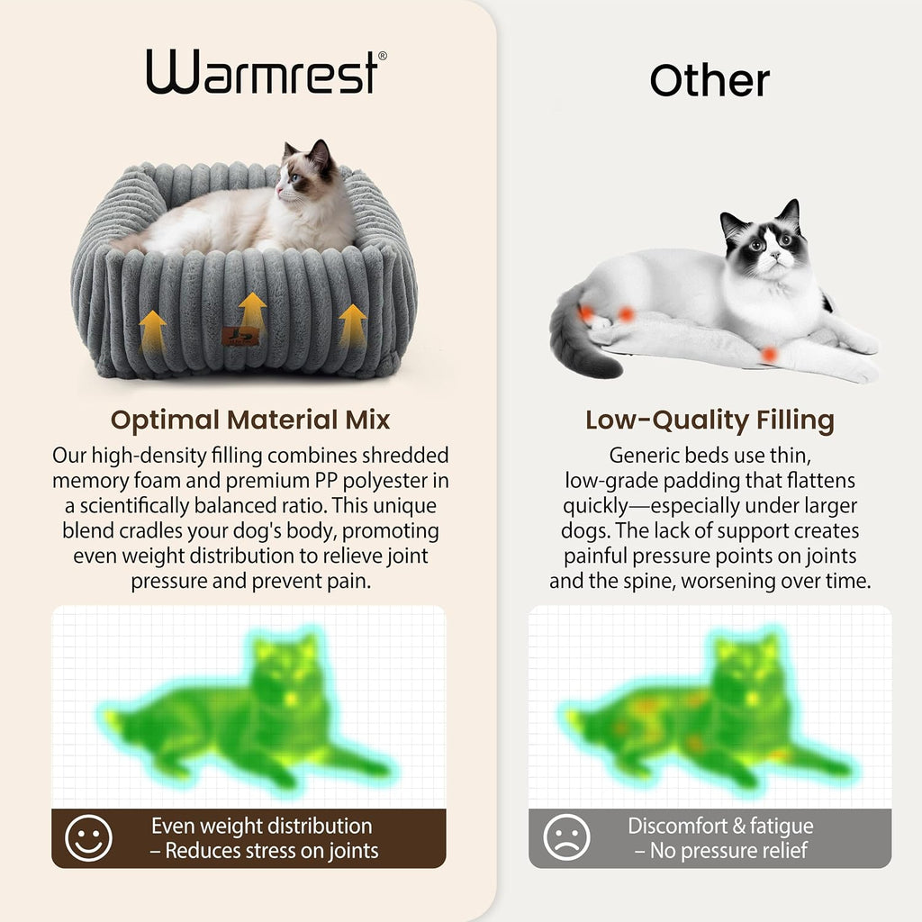 Cute Dog Bed for Small Dogs & Cats, Washable Fluffy Cat Beds for Indoor Cats, Rectangle Orthopedic Memory Foam Puppy