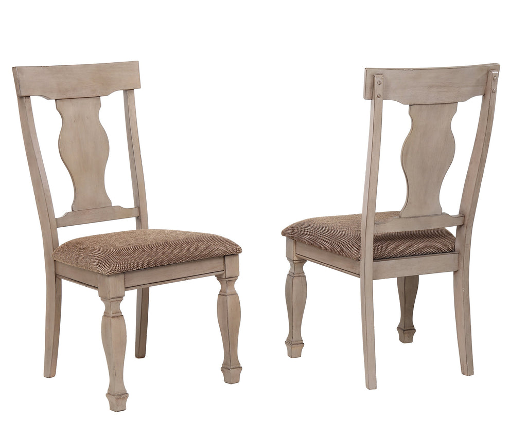 Charisma 7-Piece Dining Room Set - 2-Tone Brown Solid Wood Extendable Table with 18" Butterfly Leaf and 6 Upholstered