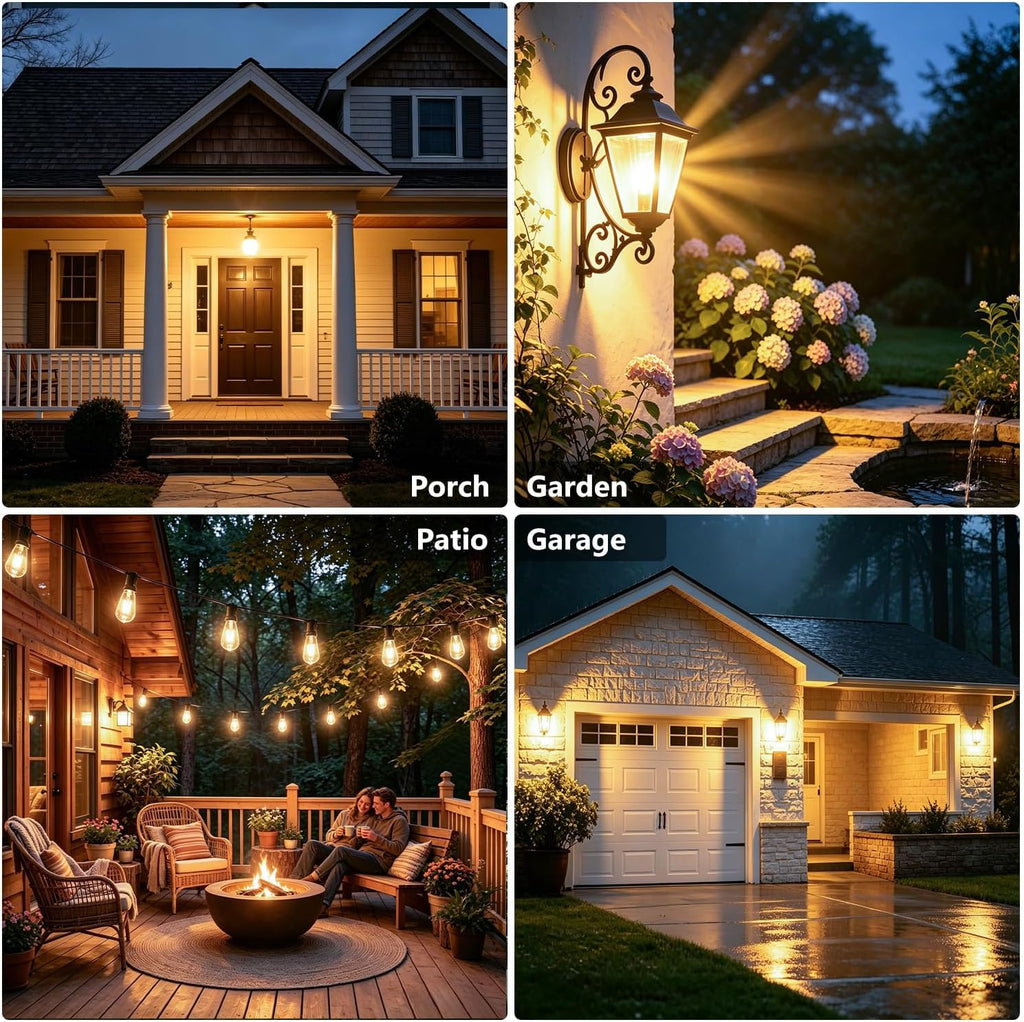 Dusk to Dawn Light Bulbs Outdoor ST58 60W Equivalent 3000K 4-Pack