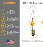 Petite Chandelier Flicker Flame Light Bulb Candelabra Base, Orange, for Holiday and Decorative Lighting, E12