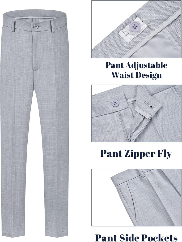 Boys' Slim Fit Suit 3 Pieces:Jacket, Pants, Shirt,Summer Suit Set for Teens Boys Wedding Beach