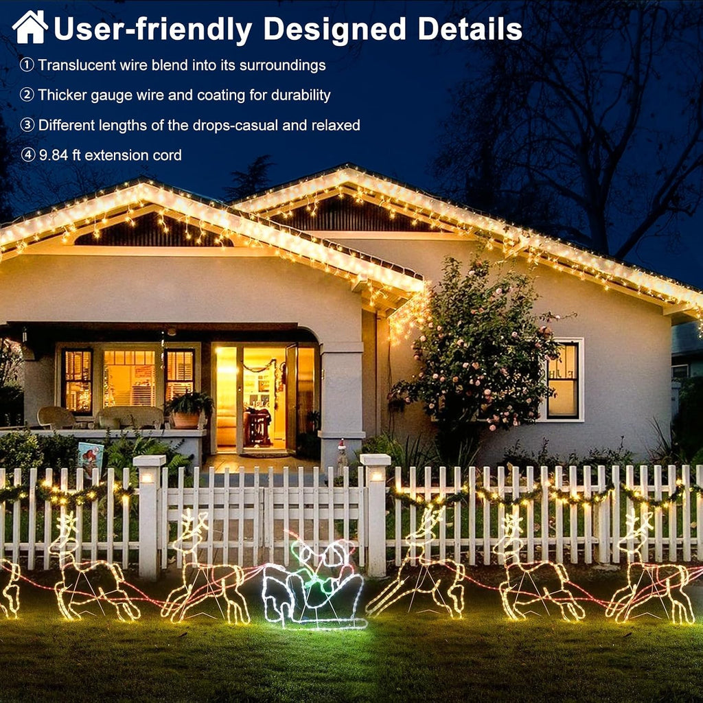 Warm White Christmas Lights Outdoor 99ft 1216 LED Icicle Lights for Outside