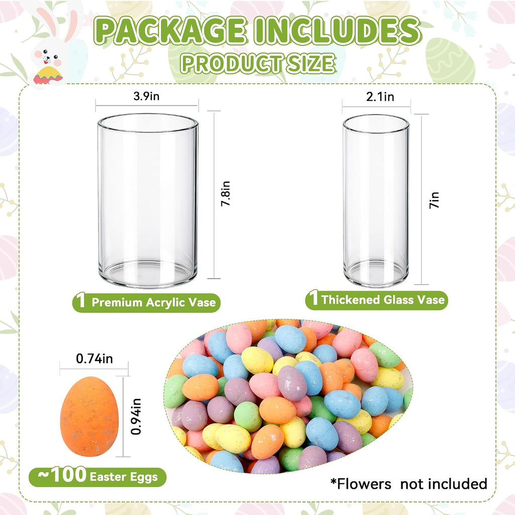 Easter Decorations-Vase in Vase and Approx Easter Eggs Filler, Vaseset Ready to Display,Spring Decorations - Set of 100