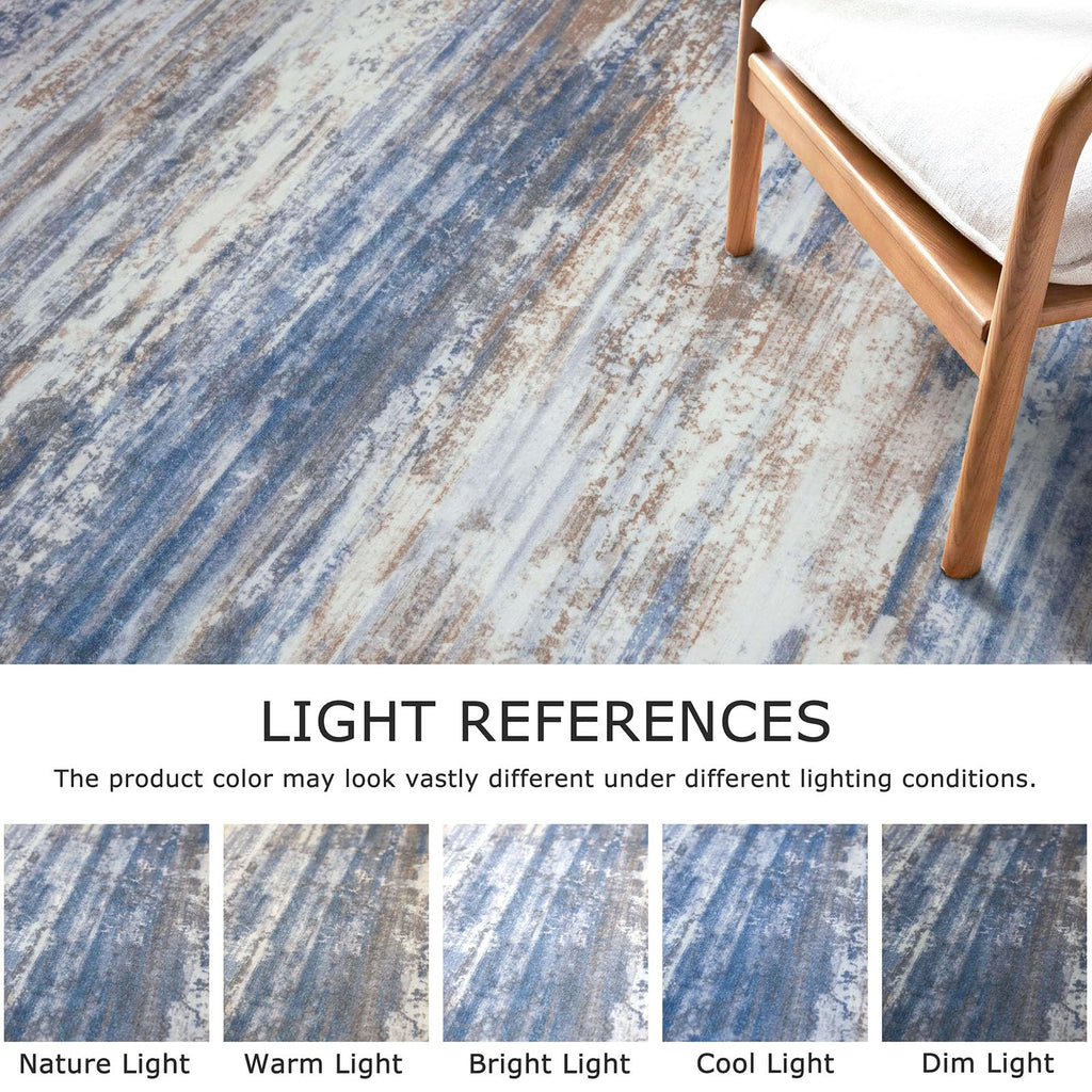 Modern Abstract Runners s 2x12 Washable Rug Runner Non-Slip Soft Striped Kitchen Runner Rug, Blue Rust Print Carpet