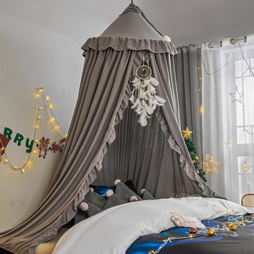 Bed Canopy for Girls,Princess Round Dome Dreamy Mosquito Net Bedding Girls Room Castle Play Tent Hanging House Decor