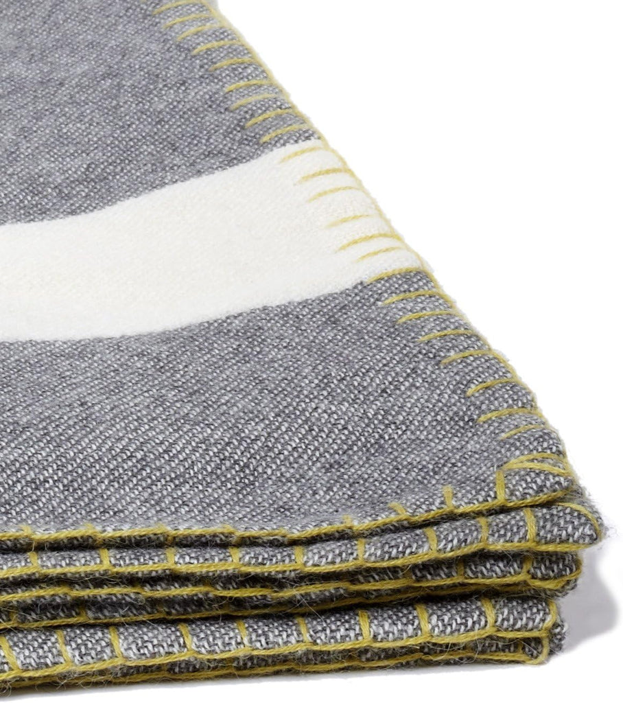 Block Stripe Throw - 100% Baby Alpaca - Peacock/Taupe