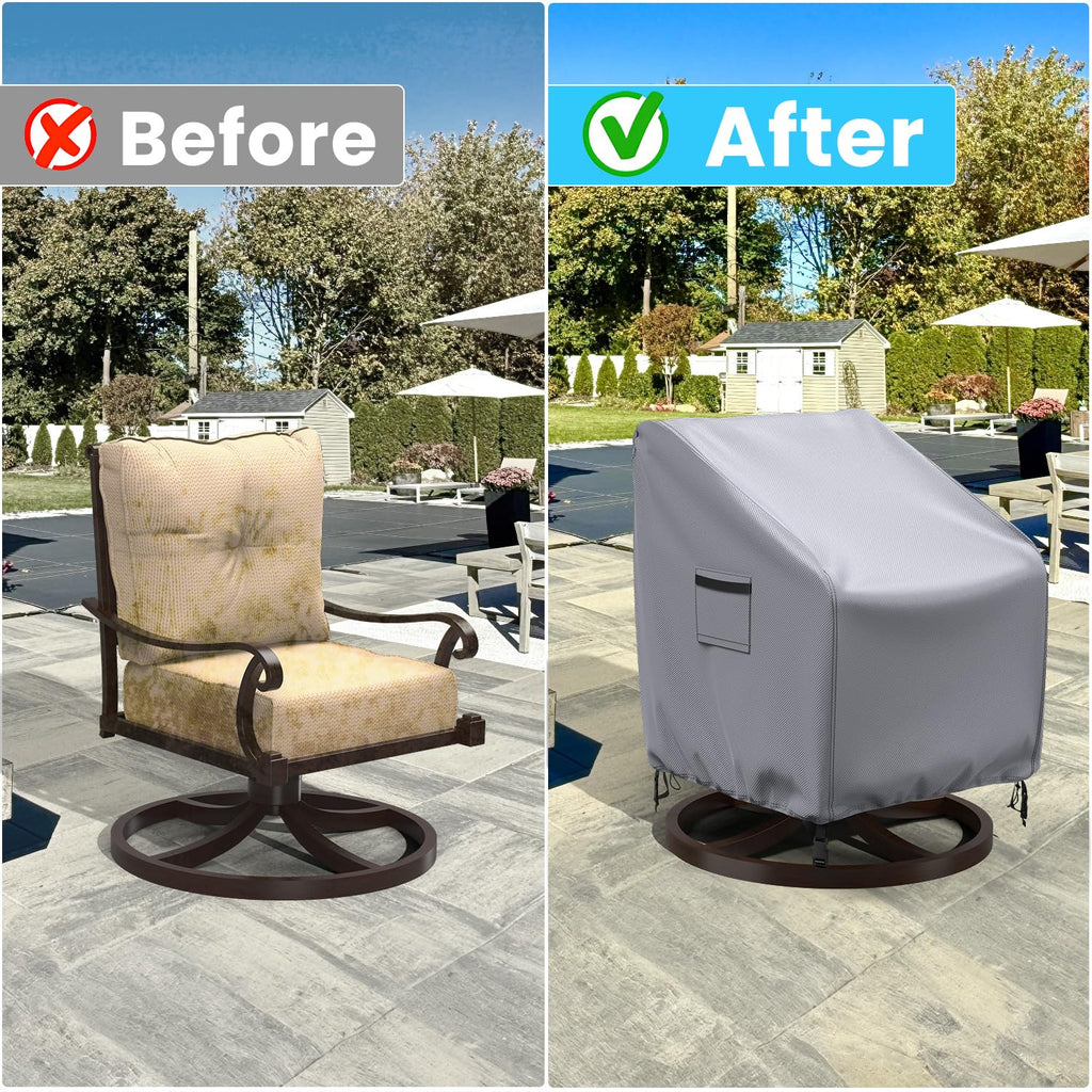 Swivel, 2 Pack Waterproof Outdoor Rocking Chair Covers, Lawn Patio Furniture Covers, Heavy Duty Lounge Chair Cover