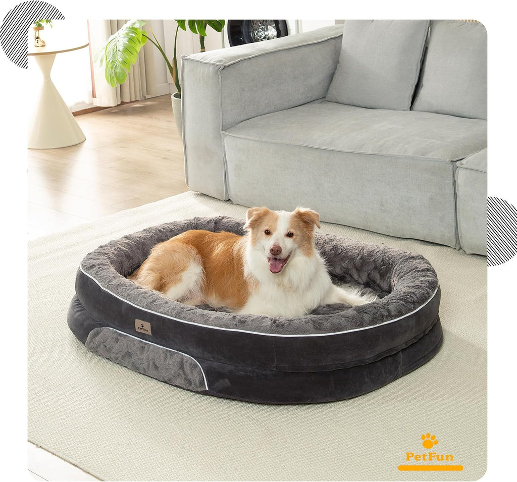 Orthopedic Dog Bed Couch for XLarge Plus Sized Pets with Egg Foam Support, Four-Sided Bolster Cushions, Soft