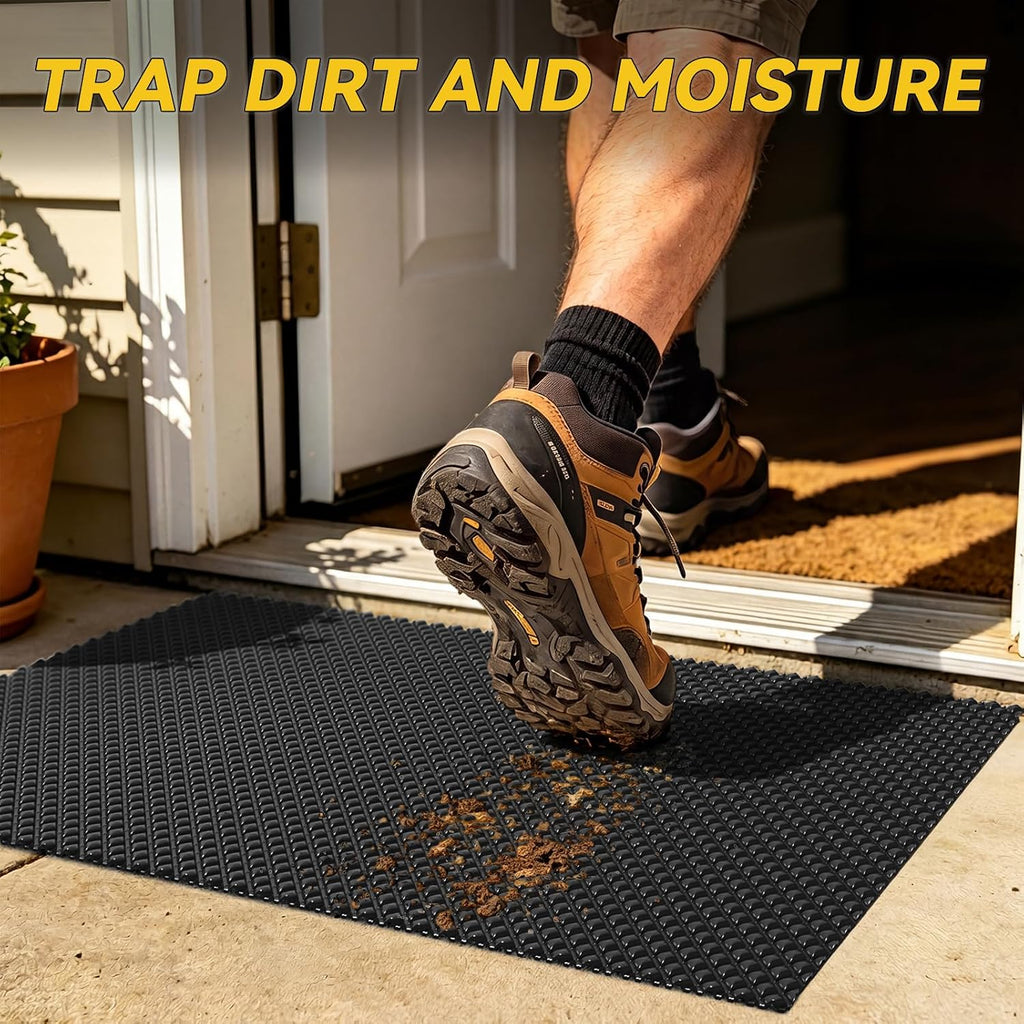 Front Door Mat Outside Entrance, Non Slip Doormat, Black 24"x36" | Welcome Floor Mats, Heavy Duty Drainage Dirt