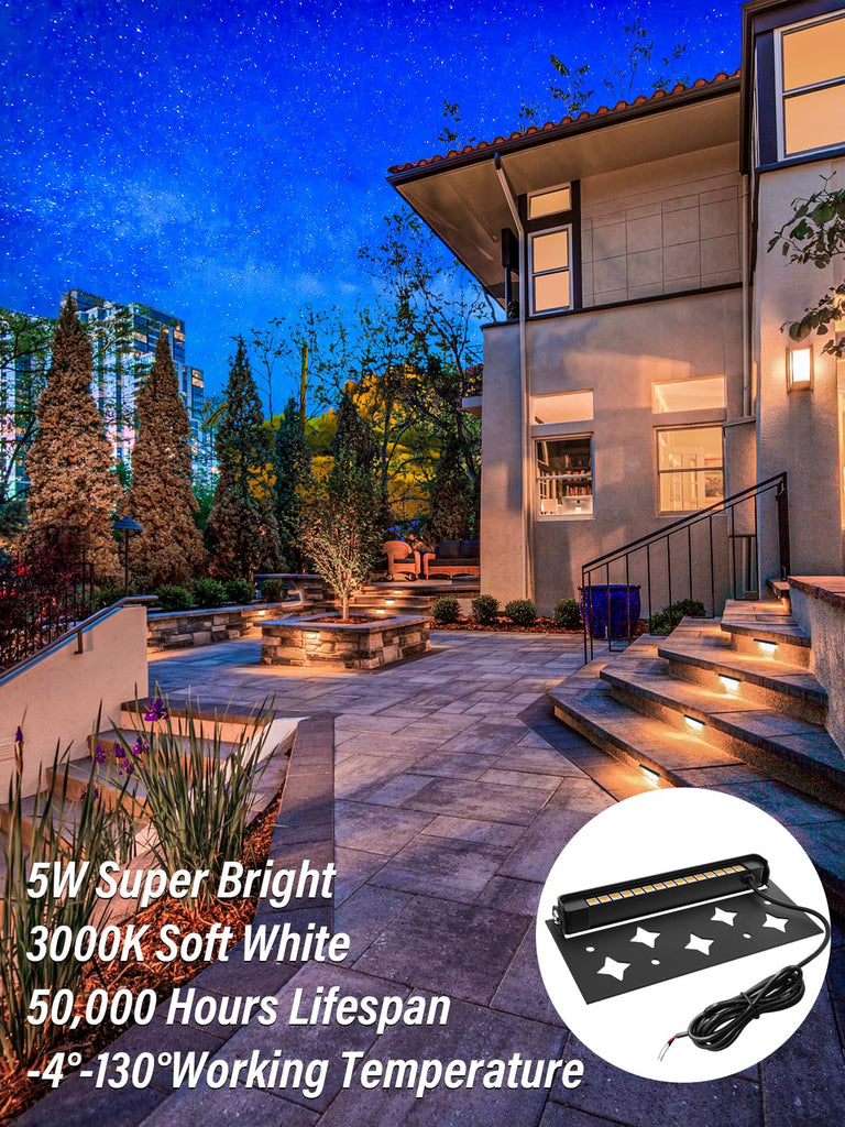 5W Retaining Wall Lights 7 inch LED Hardscape Lighting Low Voltage Landscape Paver Lights 12V 24V Step Lights Outdoor