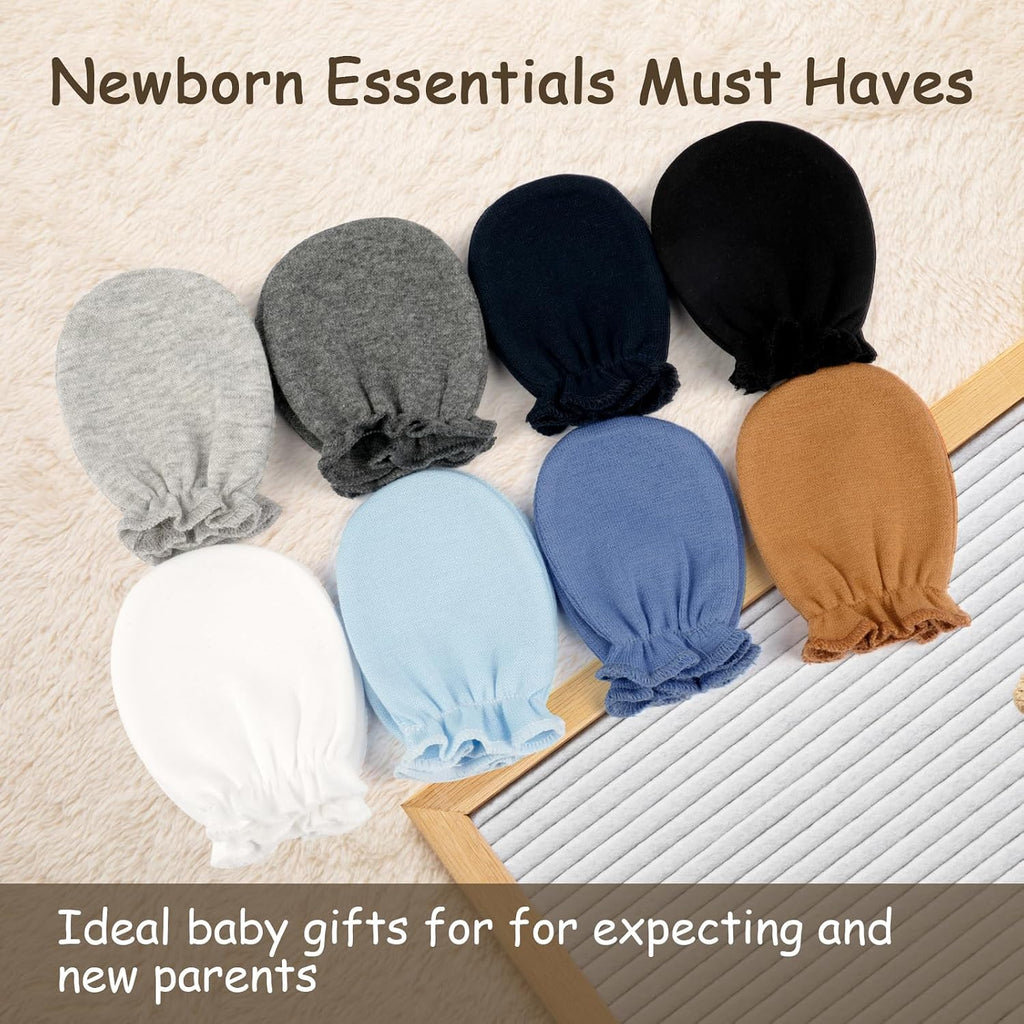 8 Pairs Baby Mittens No Scratch, Cotton Infant Gloves