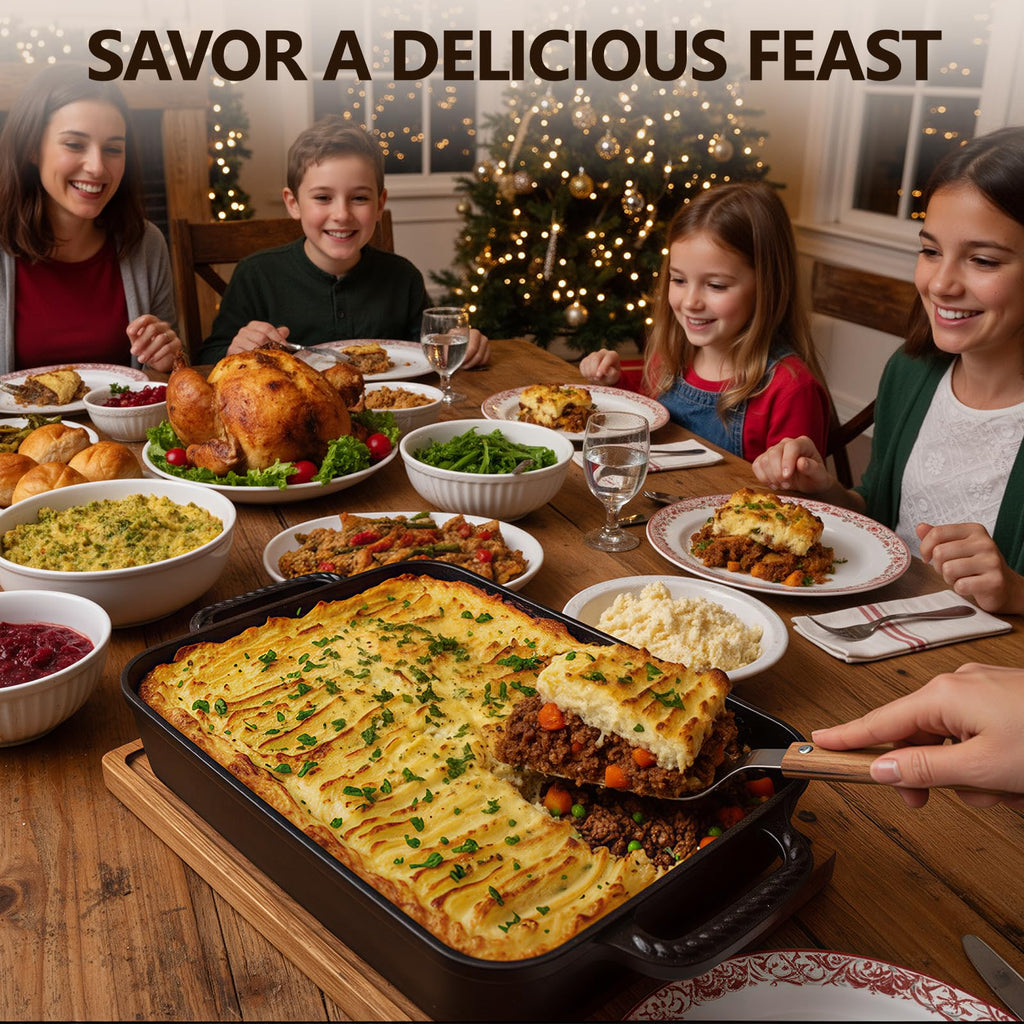 Cast Iron Casserole Dish with Lid 9x13", 2-In-1 Cast Iron Baking Pan