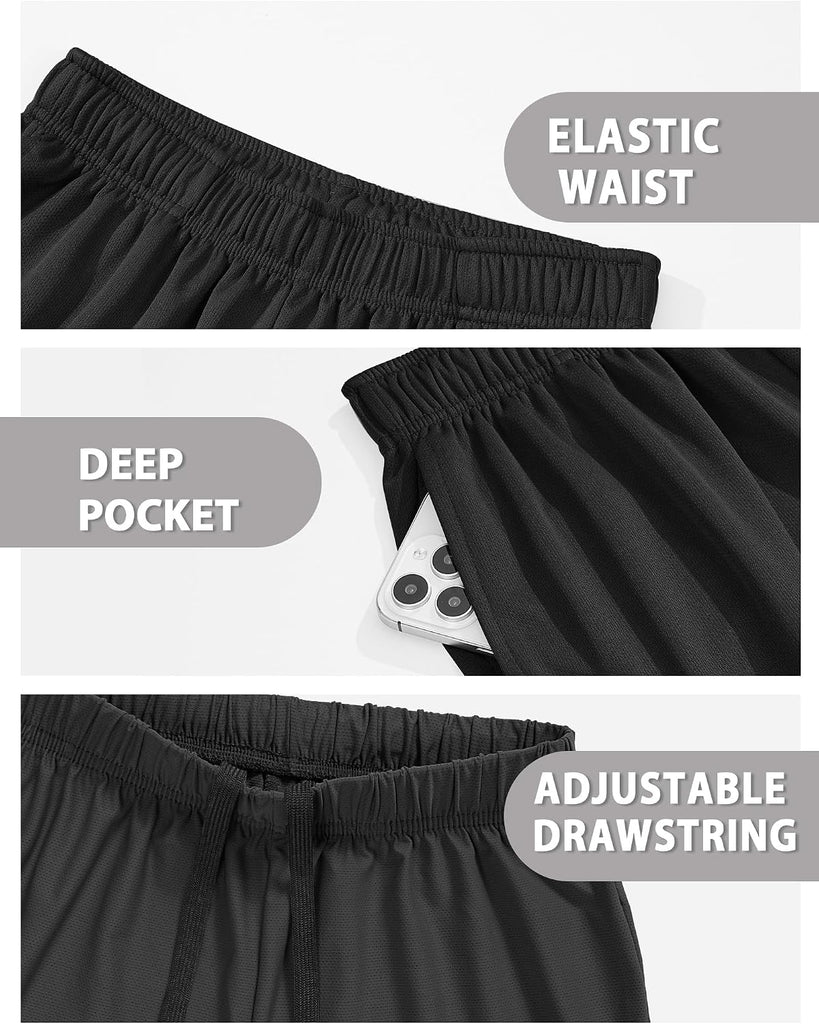 Boys Athletic Shorts Youth Quick Dry Soccer Basketball Running Gym