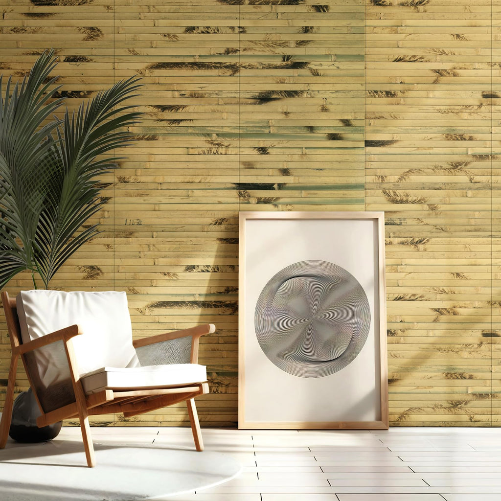Natural Bamboo Wall Panel, 12 x 96 Inch, Light Burned