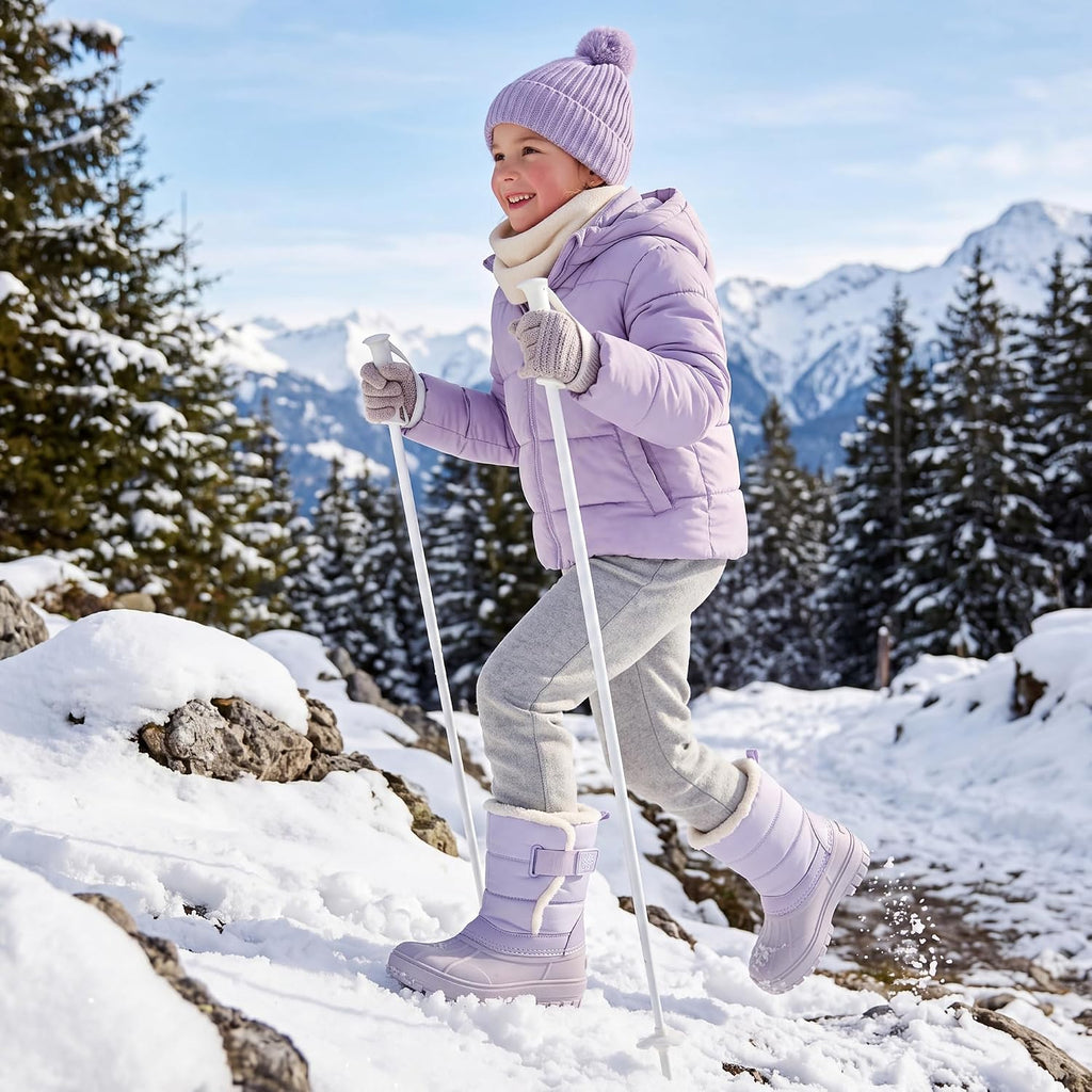 Kids Snow Boots with hook&loop Girls Boys Winter Warm Boots
