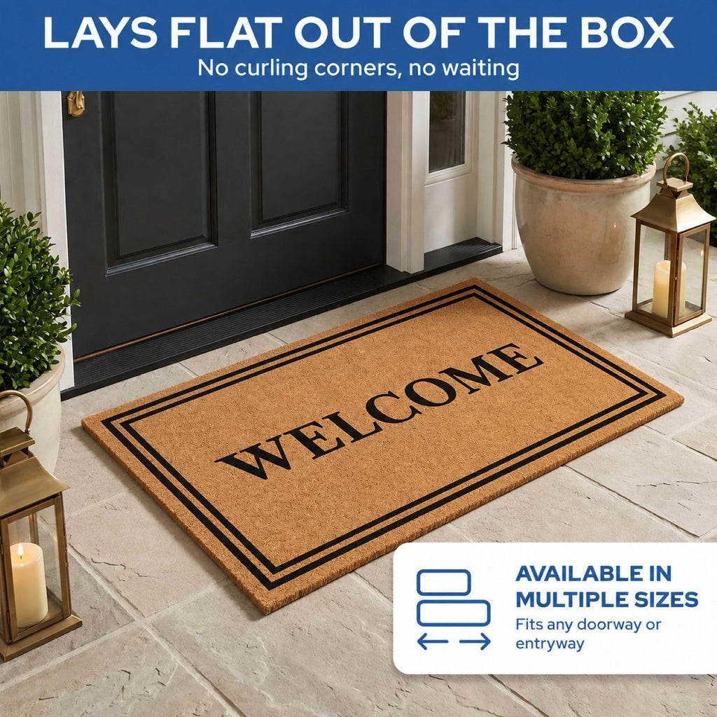 Natural Coco Coir Non-Slip Doormat (24x36, Welcome)