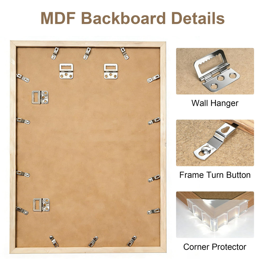 24x36 Poster Frame Natural Wood with Plexiglass, 2 Pack