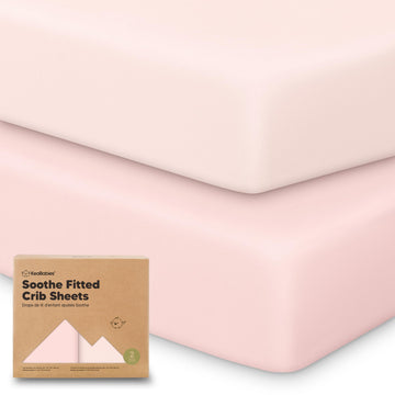 2pk Organic Cotton Crib Sheets for Boys Girls 52x28, Mist Rose