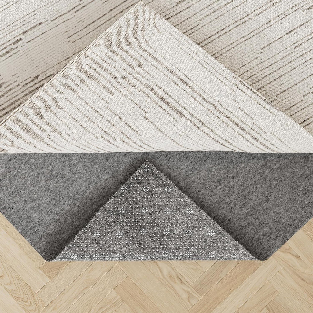 Felt Rug Pad with Gripper Dots, 5x7 Ft Non-Slip Rug Underpad with PVC Backing, 1/6" Thick Cushioned Carpet Pad - Set of 35