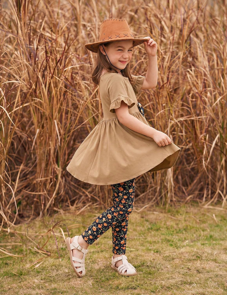 Girls Clothes 2 Piece Outfit Toddler Cute Ruffled Top Leggings Set