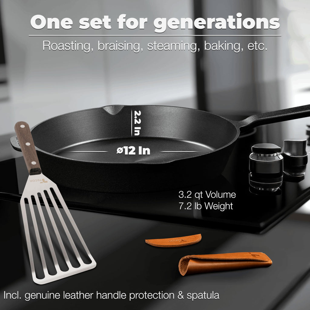 Polished Cast Iron Skillet 12 Inch | No PFAS I German-Engineered
