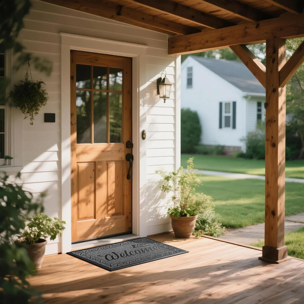 Welcome Mat Outdoor Indoor, Waterproof Heavy Duty Front Door Mat Outside Entrance, Extra Sturdy Non-Slip Doormat, Low