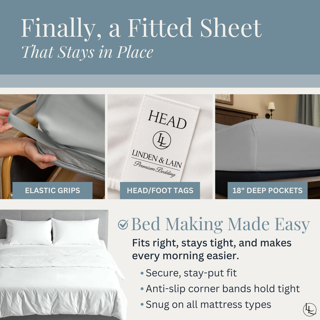 Luxury King Size Bed Sheet Set | Organic Ultra Soft Bed Sheets | Viscose Derived from Bamboo | Microfiber | 18" Deep
