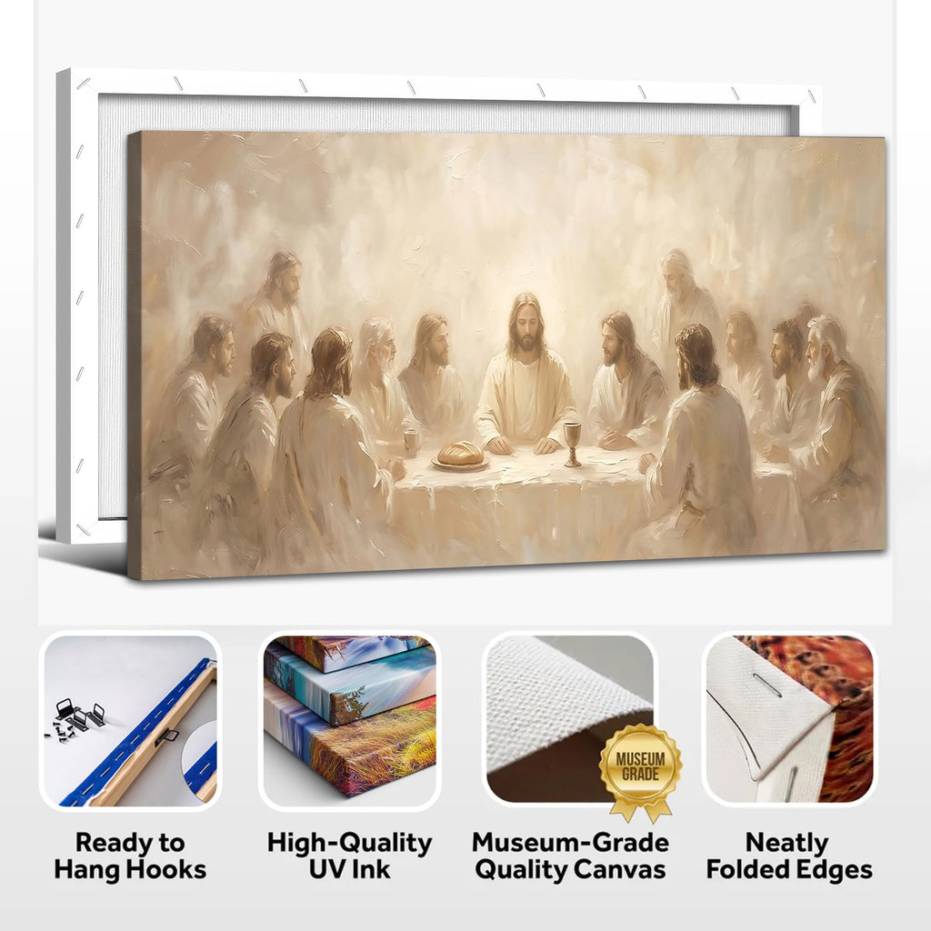 The Last Supper Canvas Wall Art, Renaissance-Inspired Christian Religious Wall Decor, Gallery Wrapped Canvas