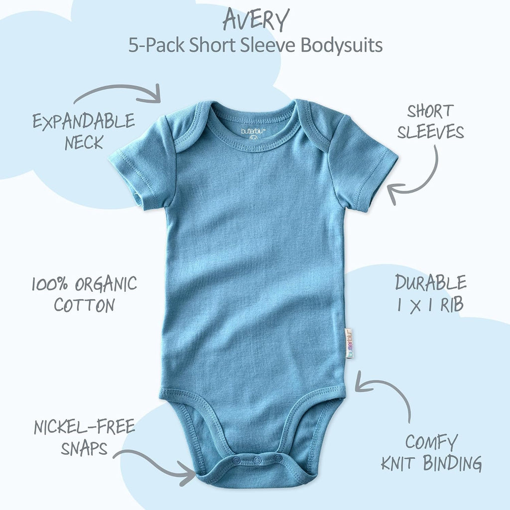 Avery Multipack Short Sleeve Bodysuits 100% Organic Cotton